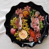 Decorative plate of fish barbotine Vallauris