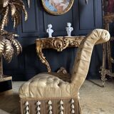 Napoleon III period armchair in yellow upholstered fabric - 19th century