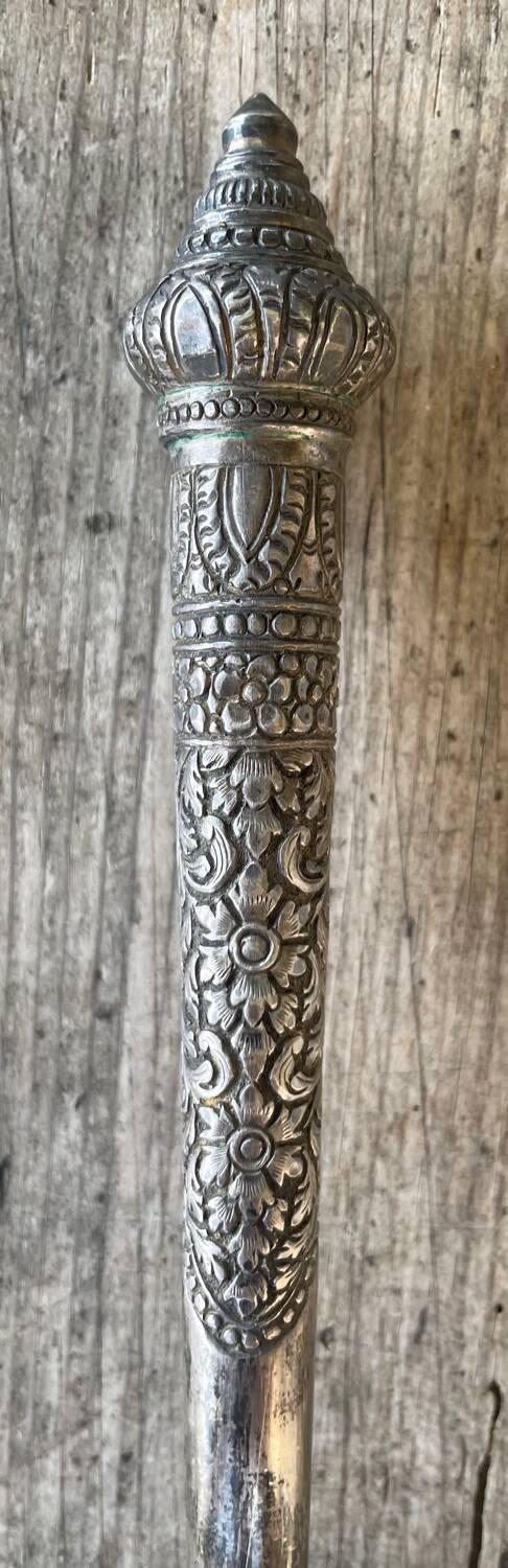 Serving Spoon, in Chiseled Silver, Minh Mol Hallmarks, Cambodia