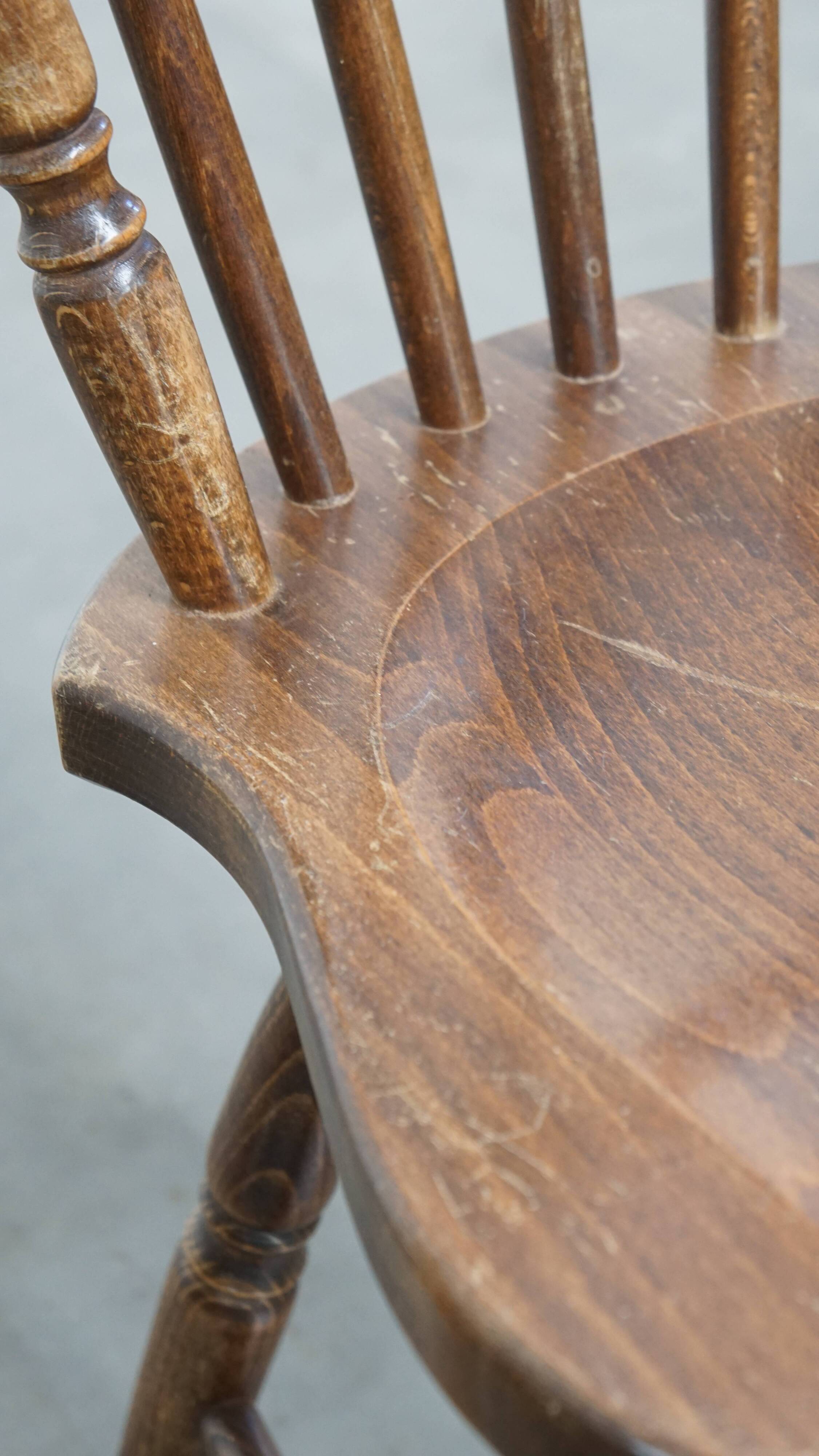 Set of 8 antique wooden spindle chairs