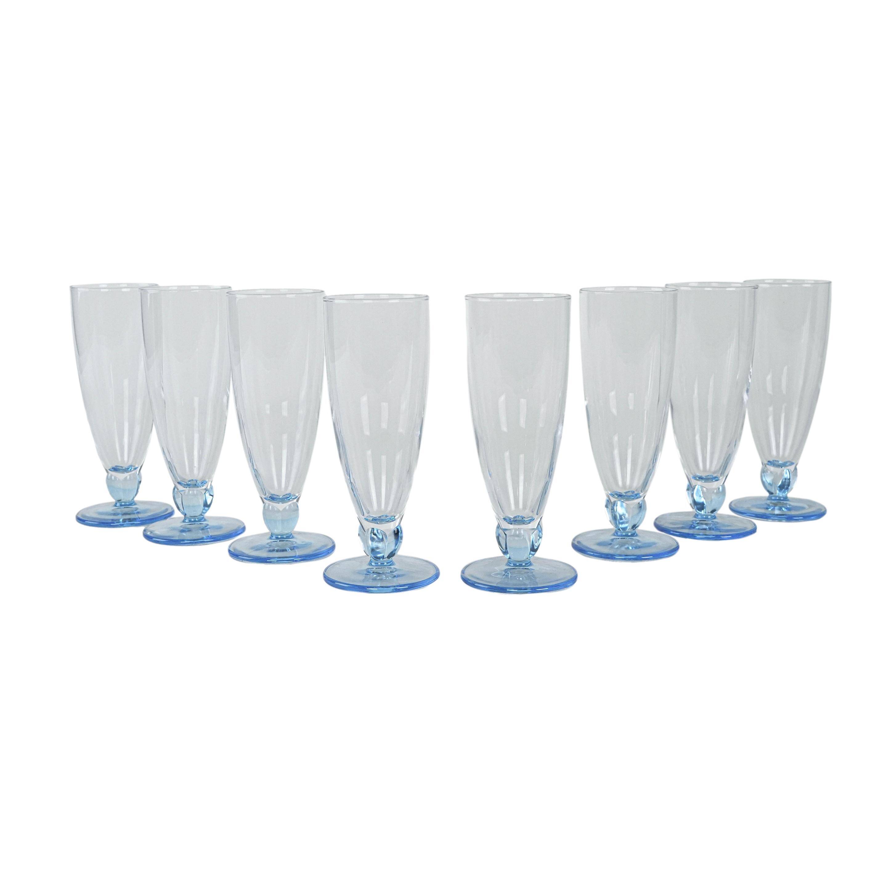 Set of champagne glasses, Italian design, 1980s, production: Italy