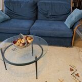 Coffee table attributed to Roger Le Bihan, modernist design in glass and metal.