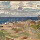 Large Original Swedish Oil on Canvas – “Strand, Öland” by Ingvar Hällgren