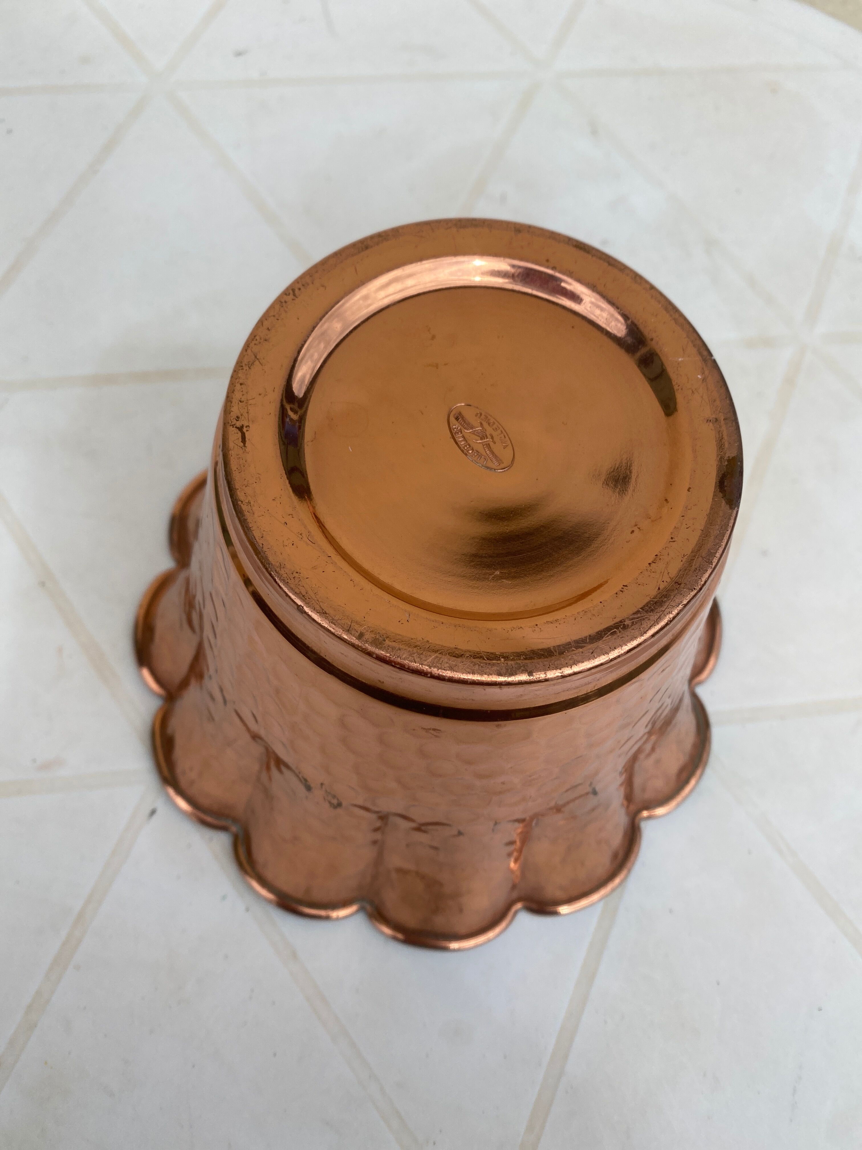 Copper pot cover Lecellier Villedieu vintage