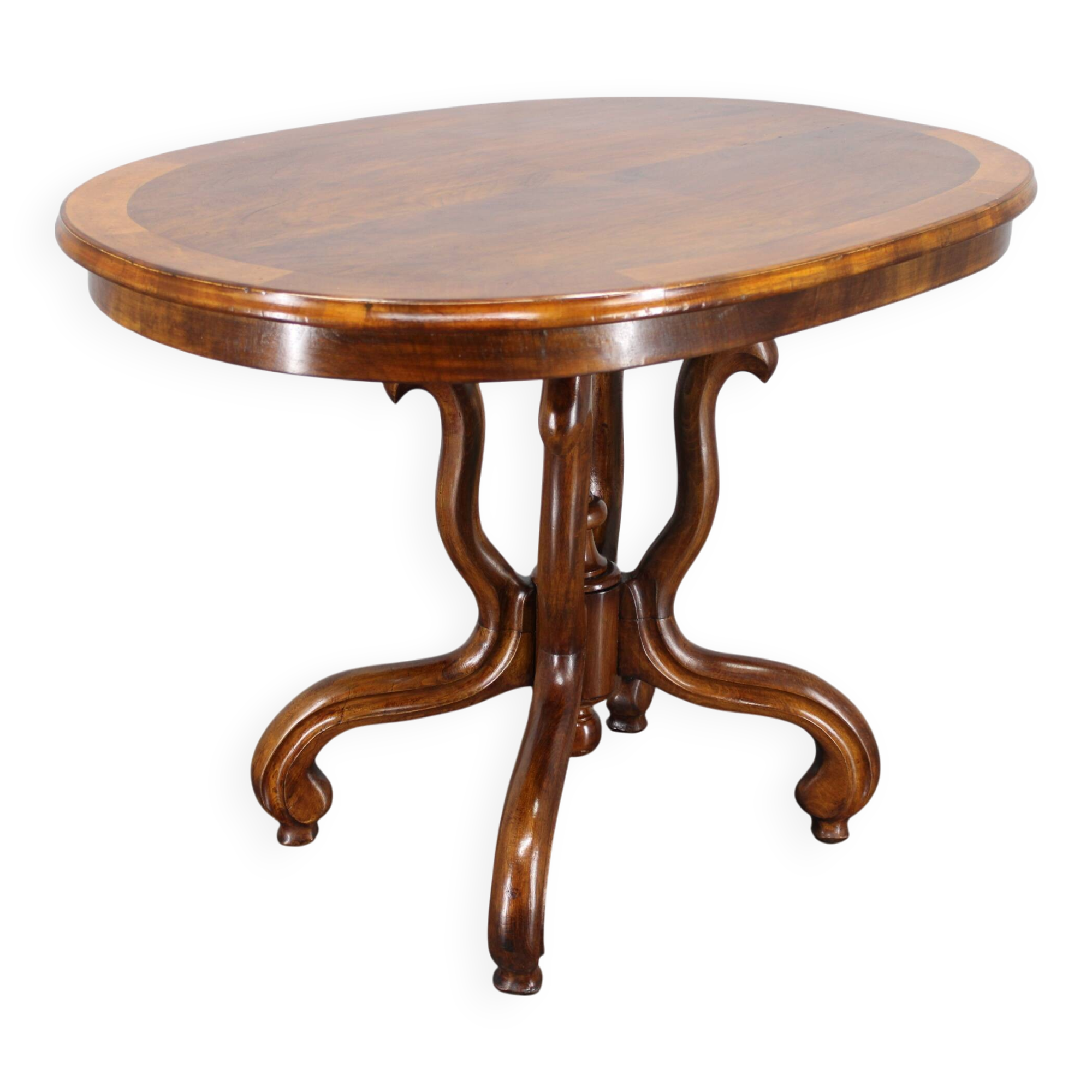 1930s Bentwood Table with Walnut Top Finish, Czechoslovakia