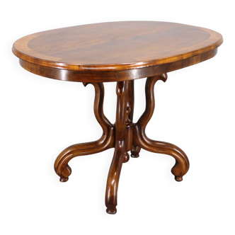 Table en bois courbé avec plateau en noyer, années 1930, Tchécoslovaquie