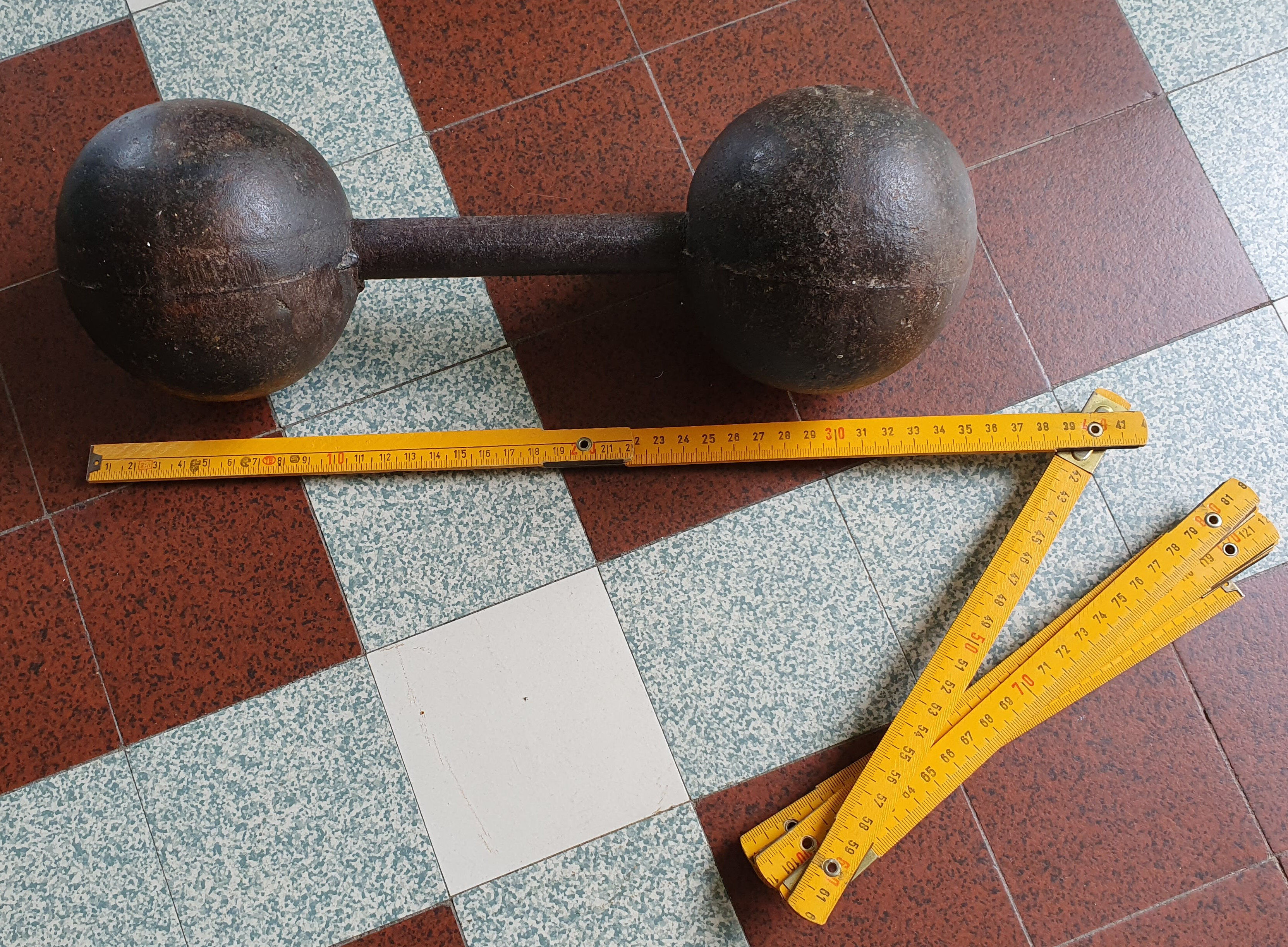 Vintage cast iron dumbbells