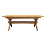 Grande table de ferme en chêne massif pieds croisés (rénovée)