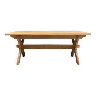Large solid oak farmhouse table with crossed legs (refurbished)
