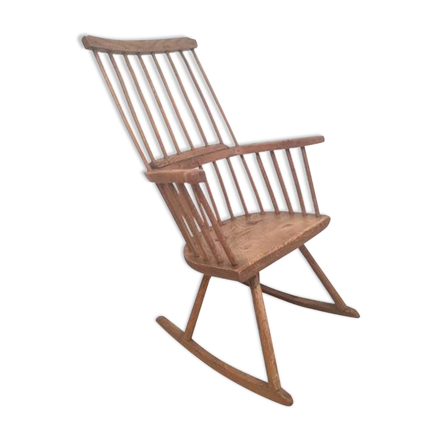 Rocking brutalist chair in oak, France, 1920s