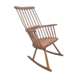 Rocking brutalist chair in oak, France, 1920s