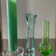 Trio of vintage vases in glass paste and crystal