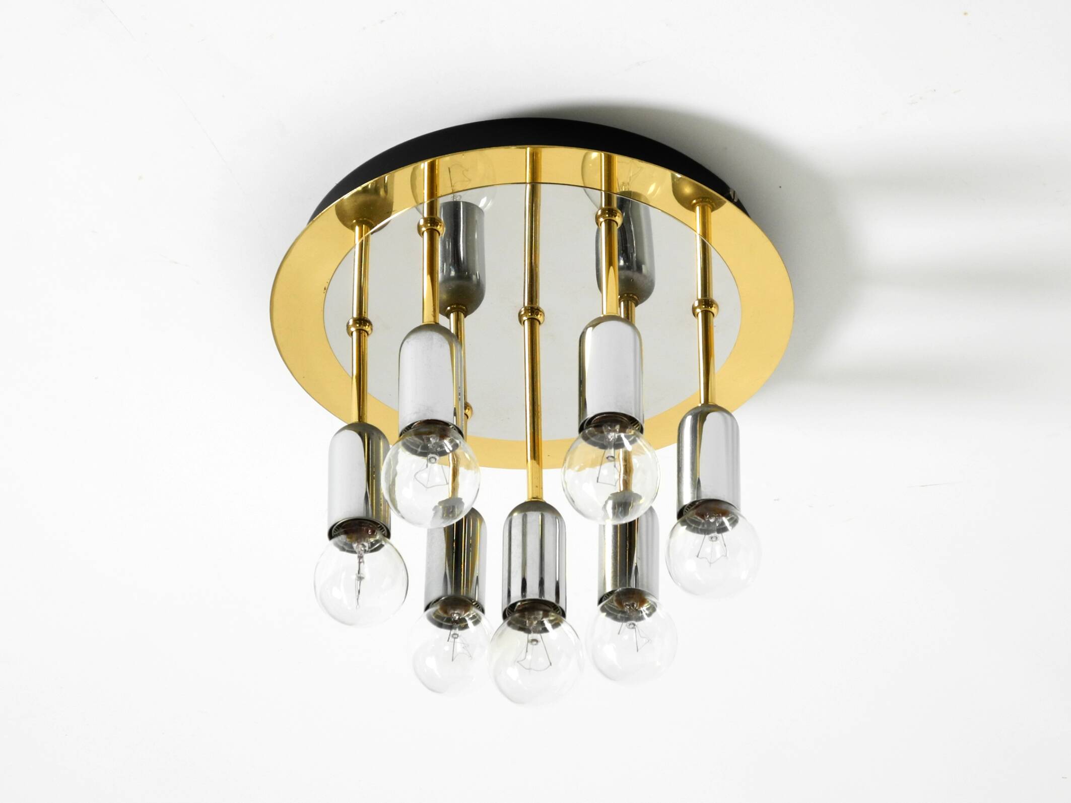 80s Post-Modern Ceiling Lamp by Schmidt Leuchtenfabrik, in brass and chrome