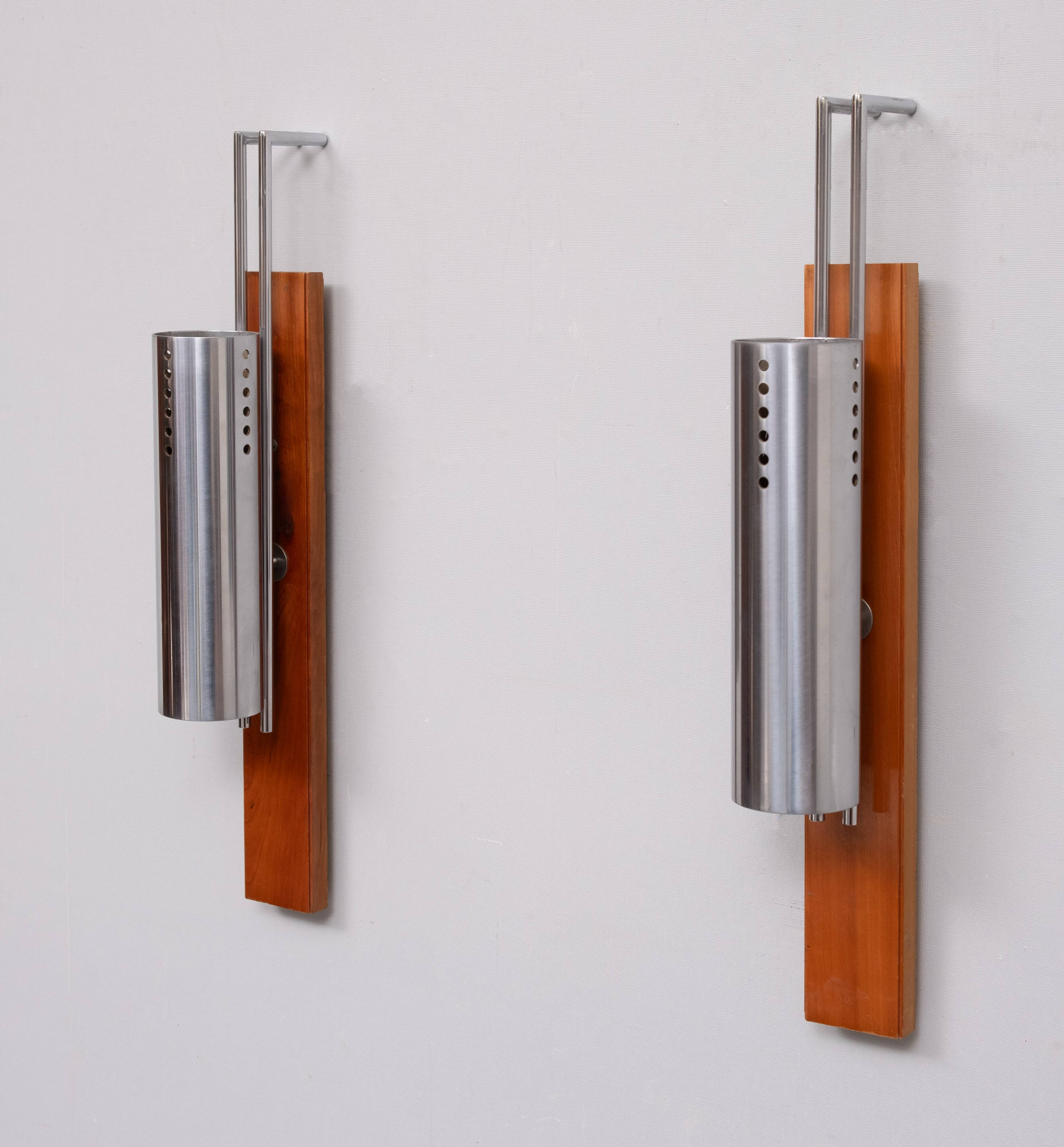 Vintage France Stainless Steel Tube wall lamps 1970s