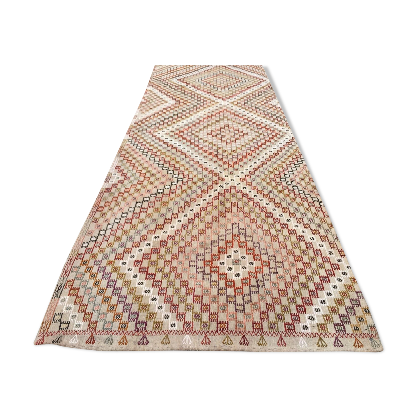 Turkish Kilim Rug 313x108cm shabby chic wool, country home, boho