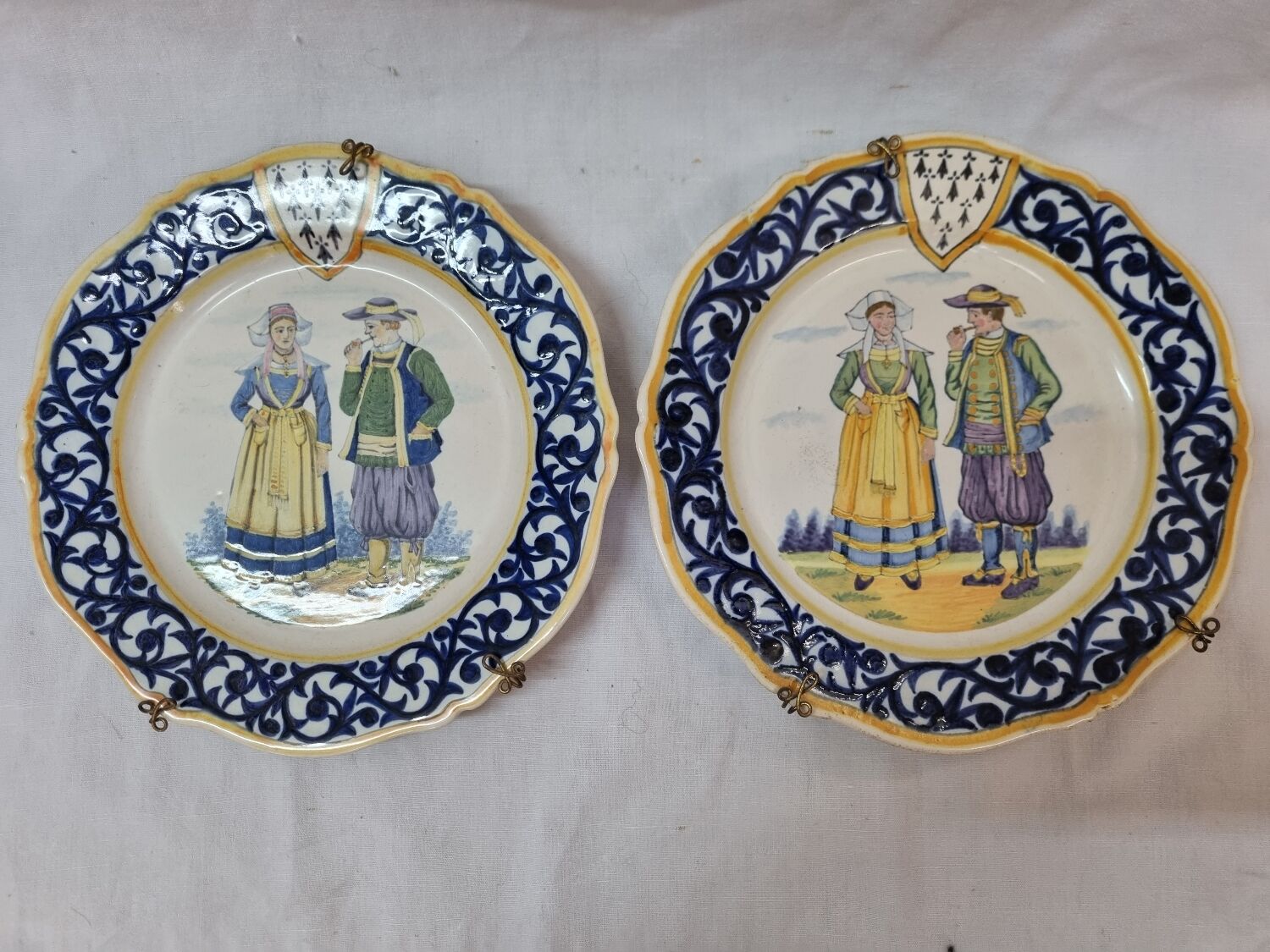 2 Henriot Quimper plates early 20th century