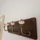 Wall-mounted coat rack wood metal ceramic 40 cm 4 hooks floral patterns