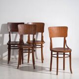 Anciennes chaises Thonet en bois courbé (c.1940). Ensemble de 4 pièces