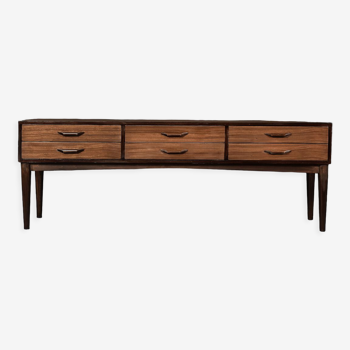 Vintage Low Mid-Century Danish Modern Mahogany Sideboard with Drawers, 1970s