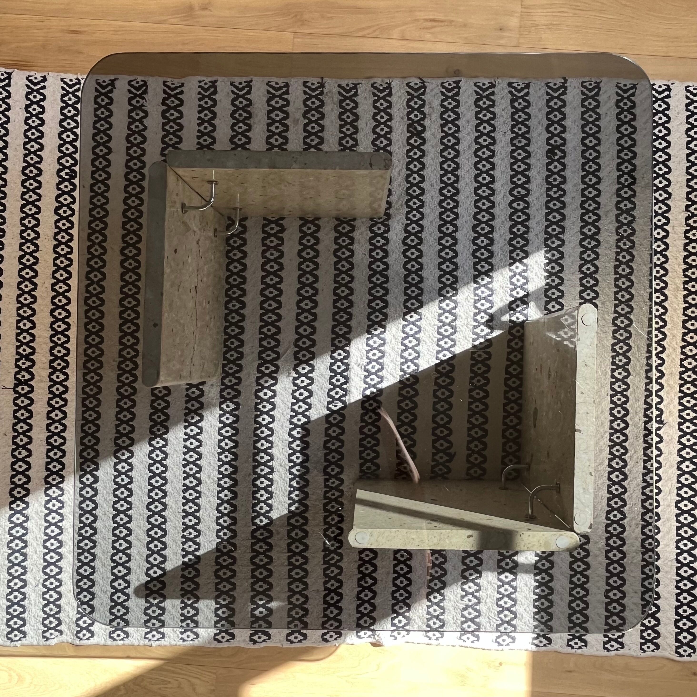 Vintage marble and smoked glass coffee table 70's