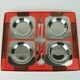 BOWL SET dip bowls party serving set stainless steel and wood 1960s