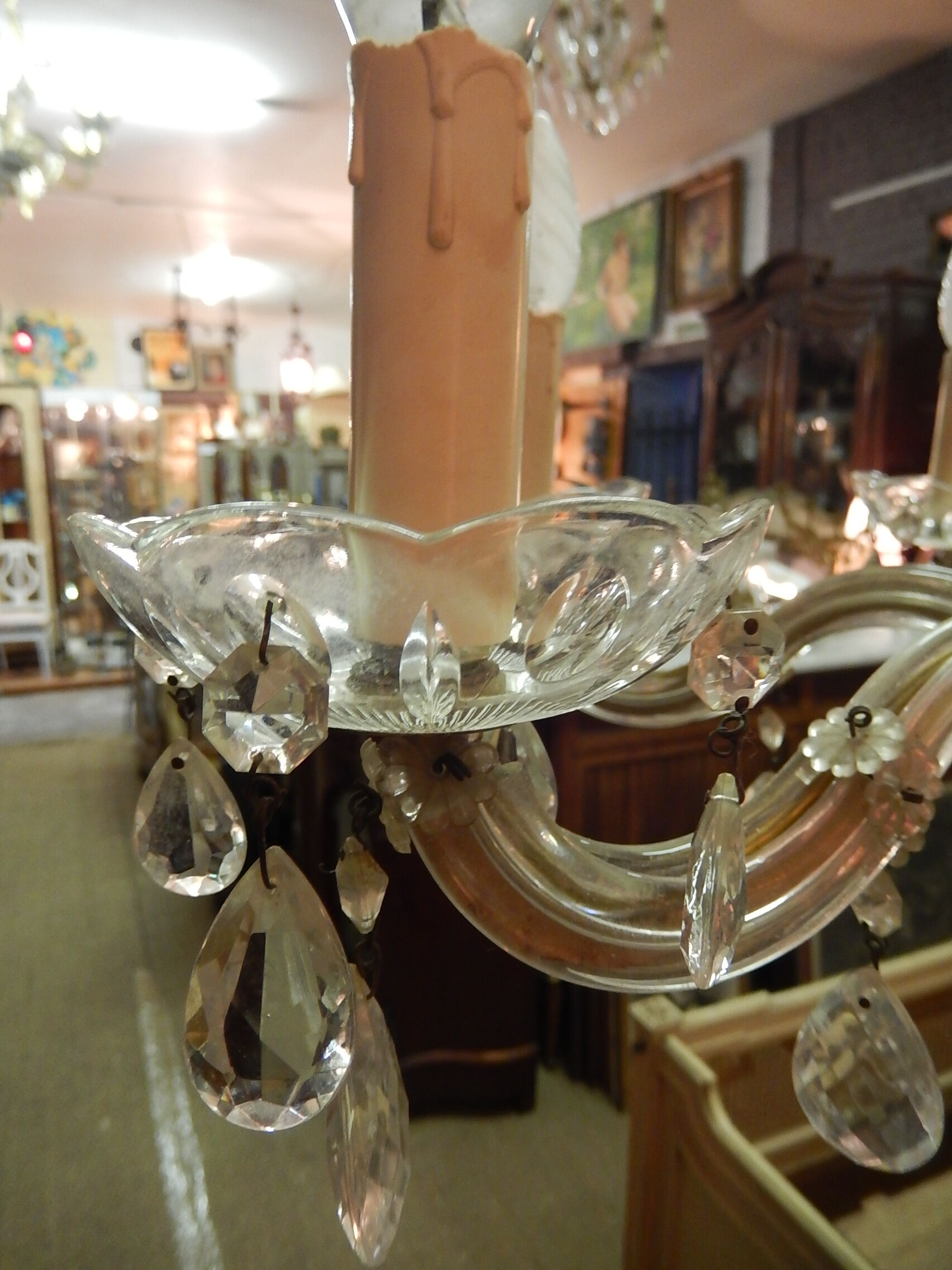 Glass stamp chandelier cut 6 lights