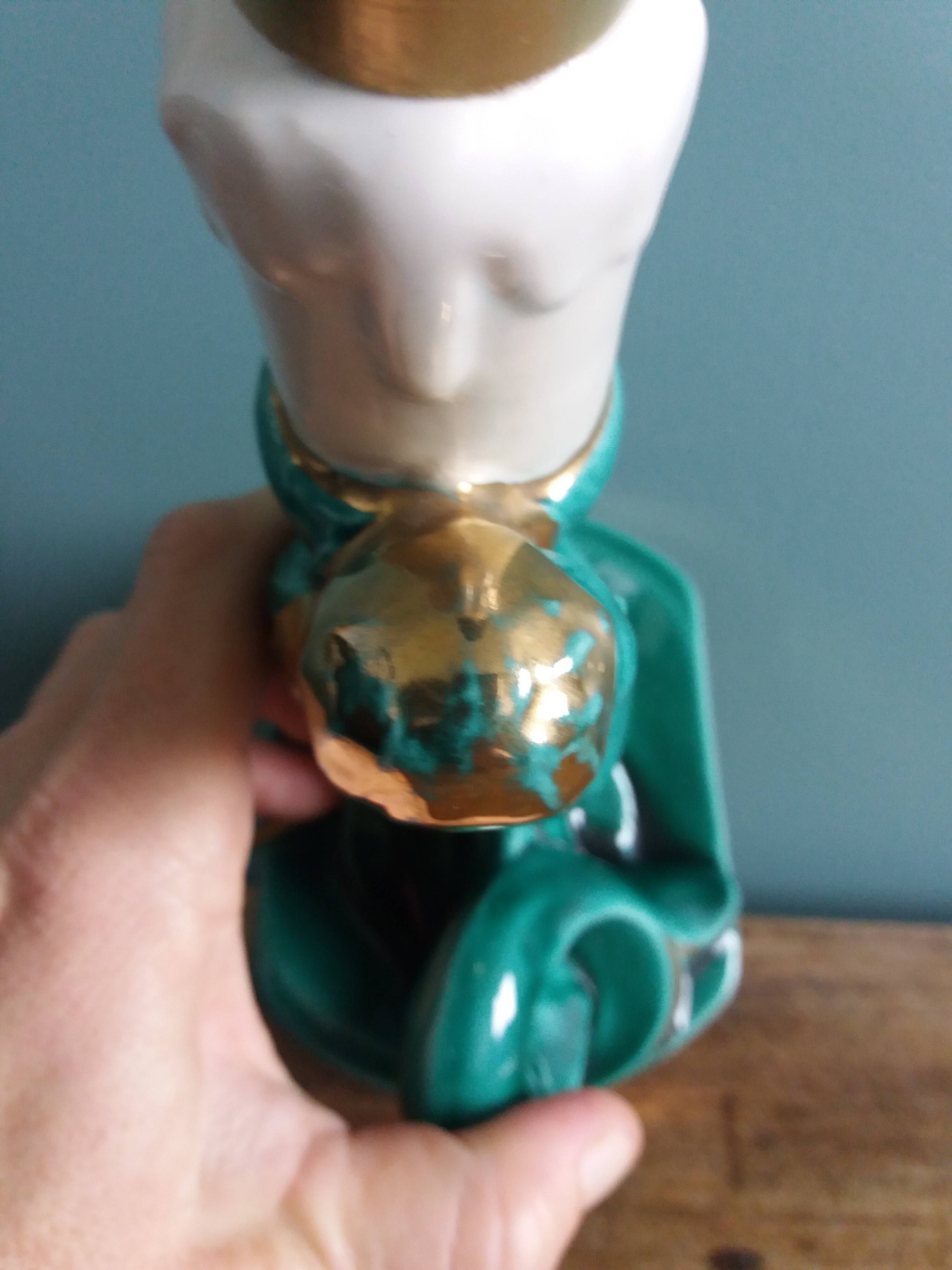 Emerald green mermaid ceramic table lamp