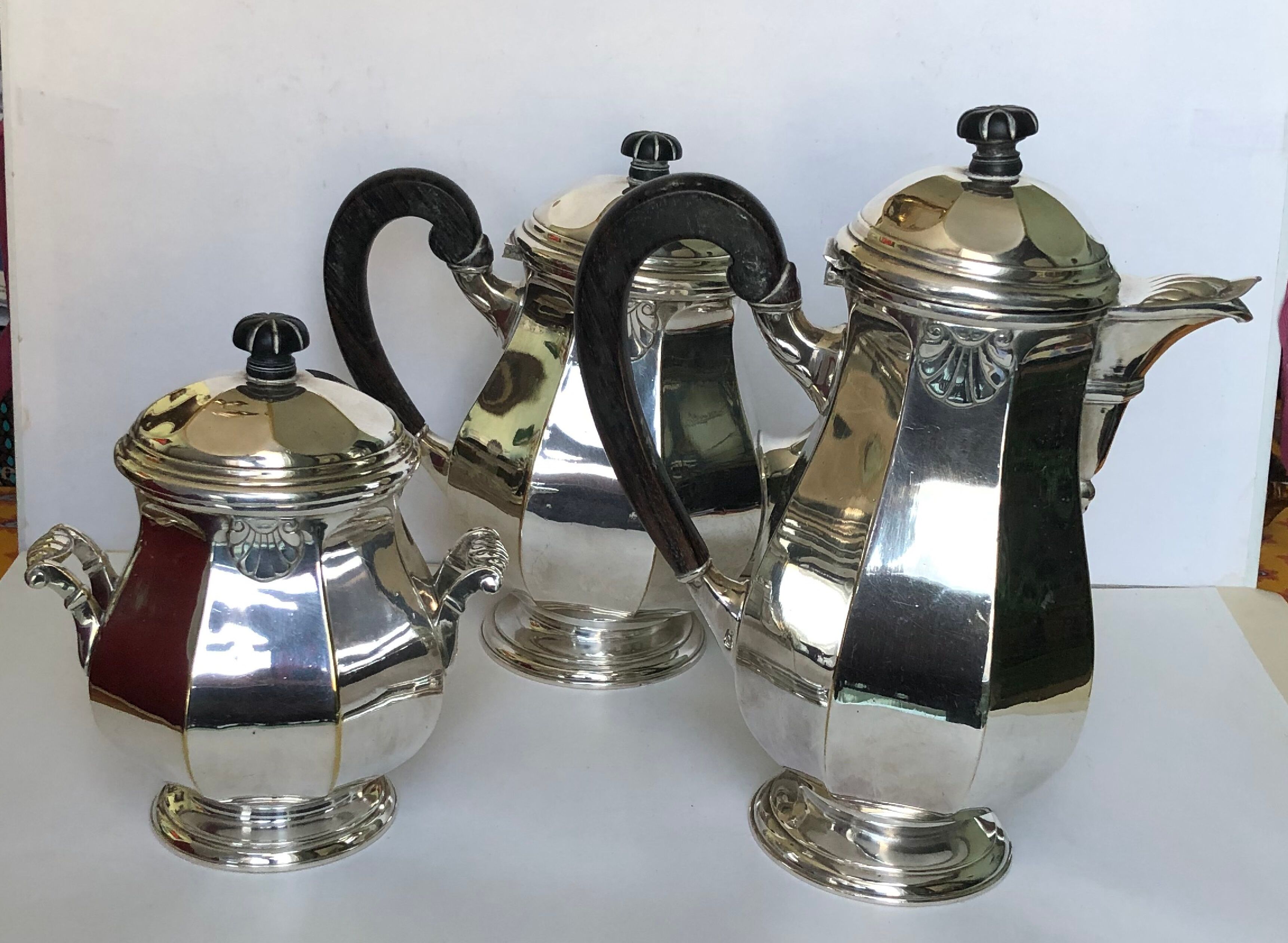 Tea service party and silver metal coffee