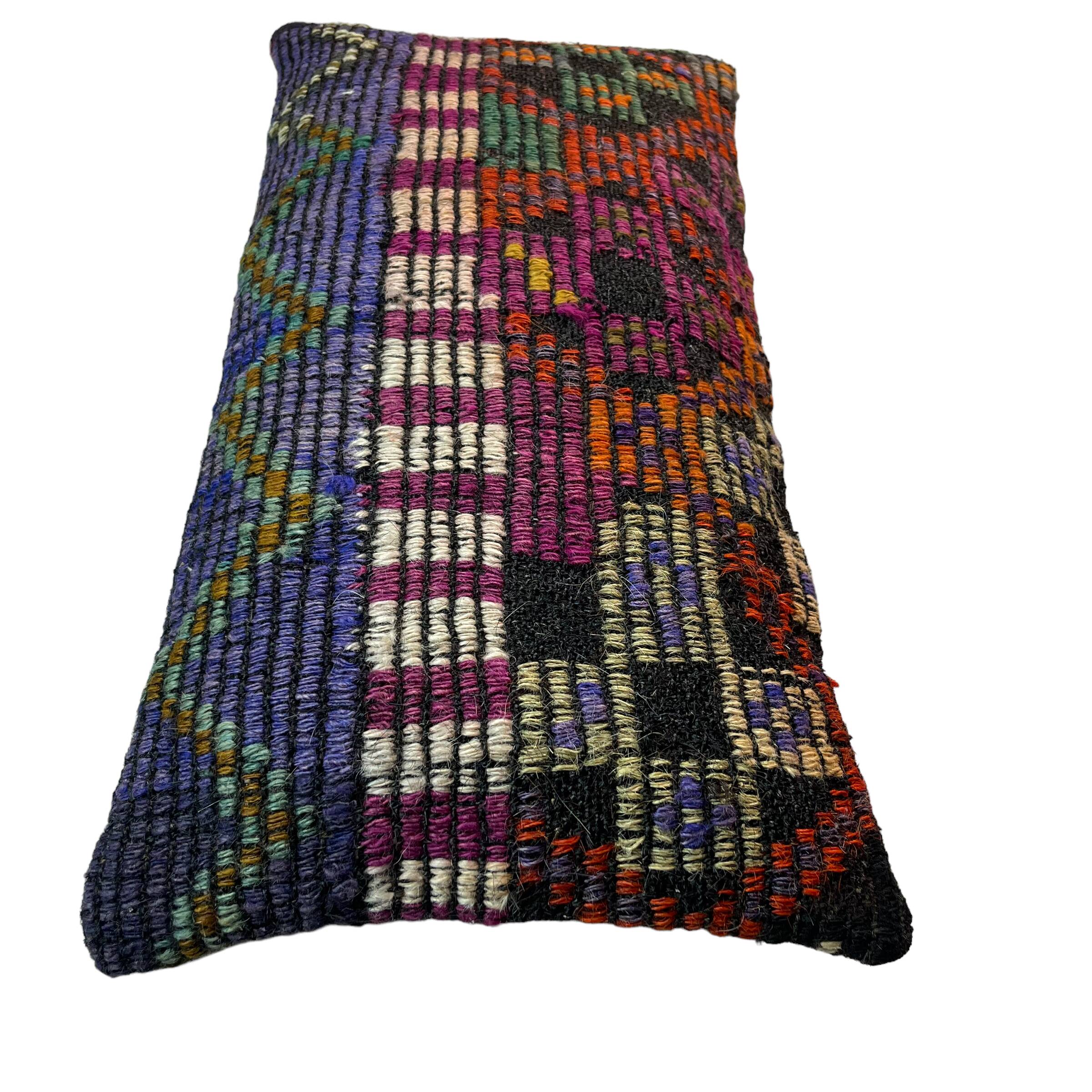 Vintage turkish kilim cushion cover , 30 x 60 cm