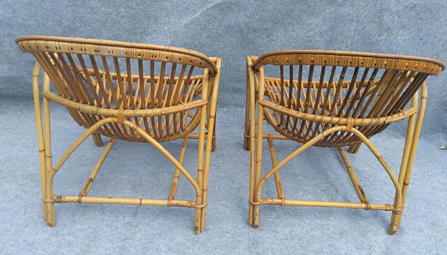 Pair of 1960 rattan armchairs