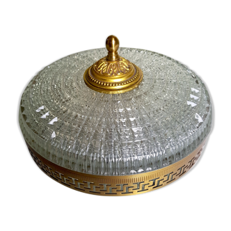 Plafonnier vieil or cristal Lucien Gau