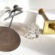 Trio de bougeoirs laiton cristal métal vintage