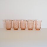 Set of 5 pink Rosaline glasses - Arcoroc France