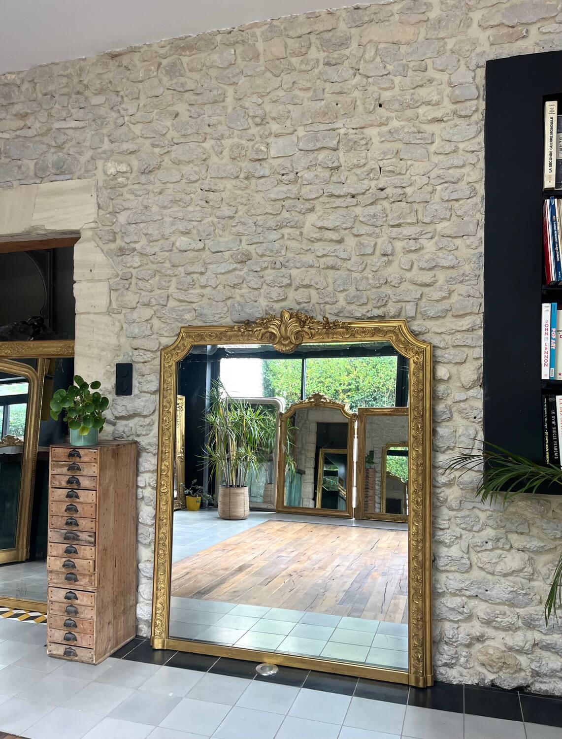 Gold Leaf Gilded Mantelpiece Mirror 152.5cm/125.5cm