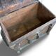 Antique 18th century Gothic chest in carved wood and leather