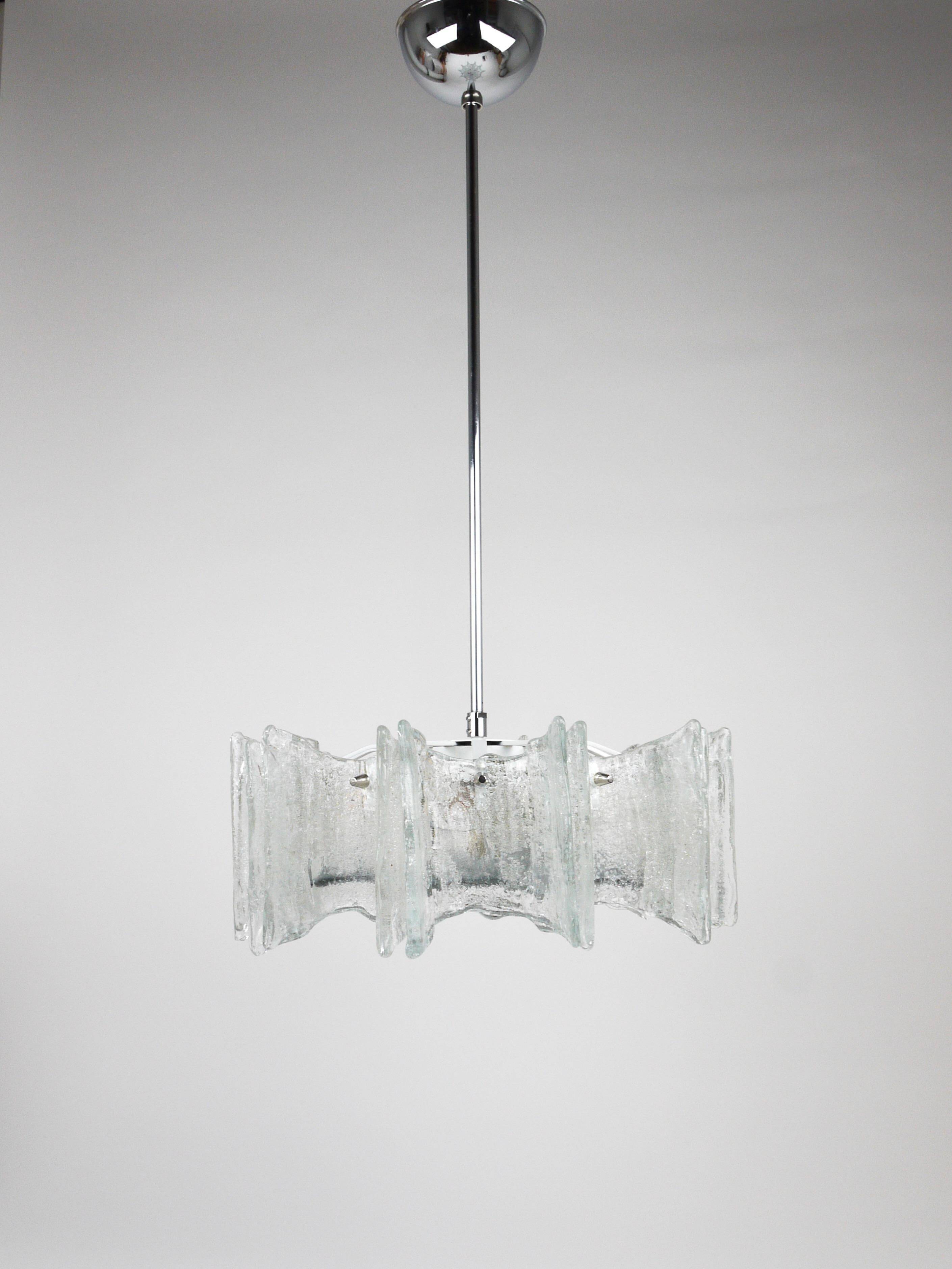 Frosted glass star chandelier J.T. Kalmar Vienna, Austria, 1960s