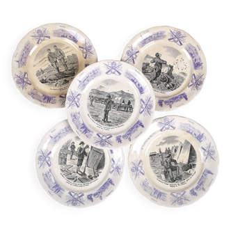 Collection of Boer War themed talking plates, in earthenware, from the Sarreguemines factory