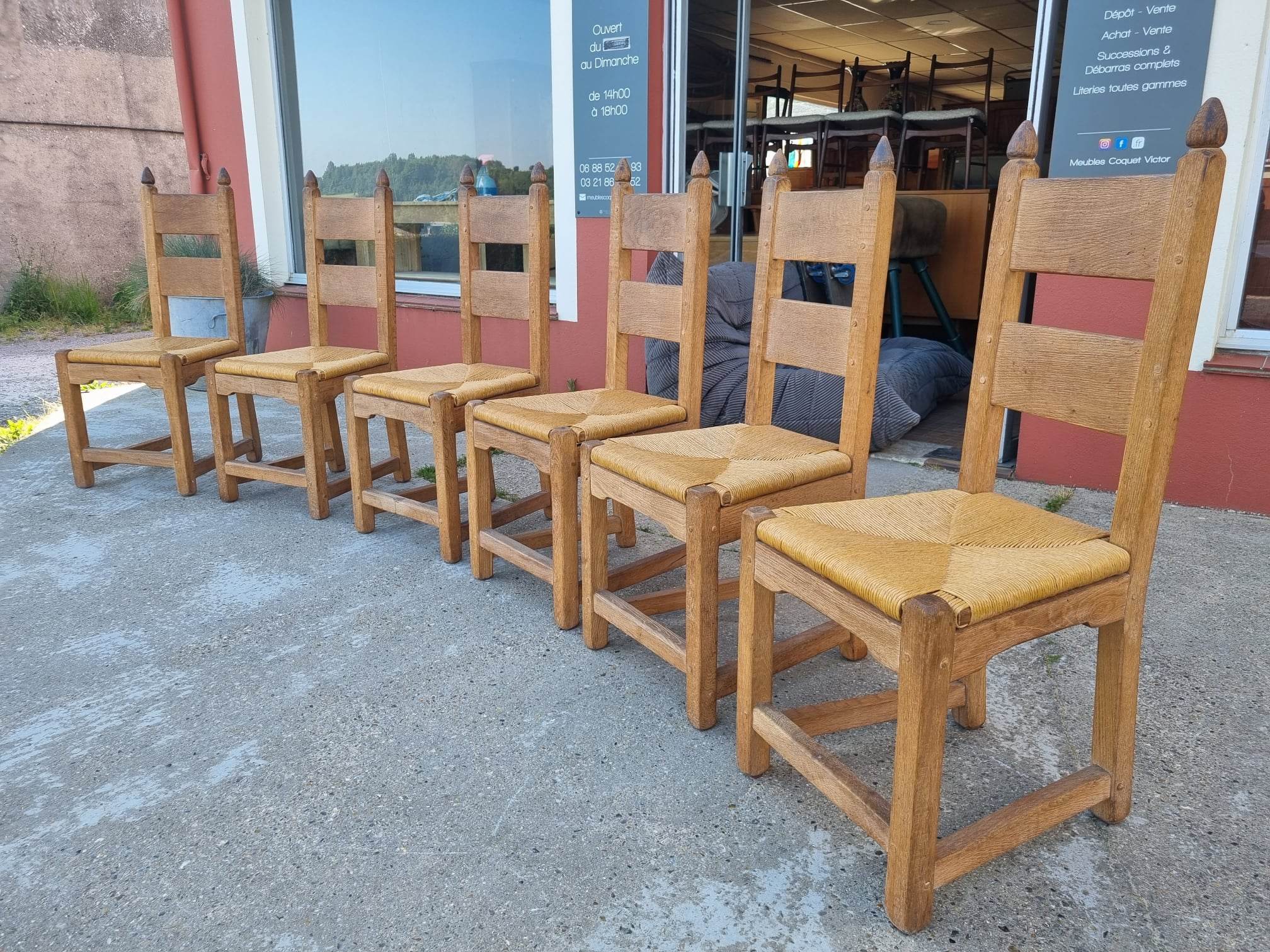 suite of 6 brutalist chairs