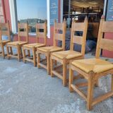 suite of 6 brutalist chairs