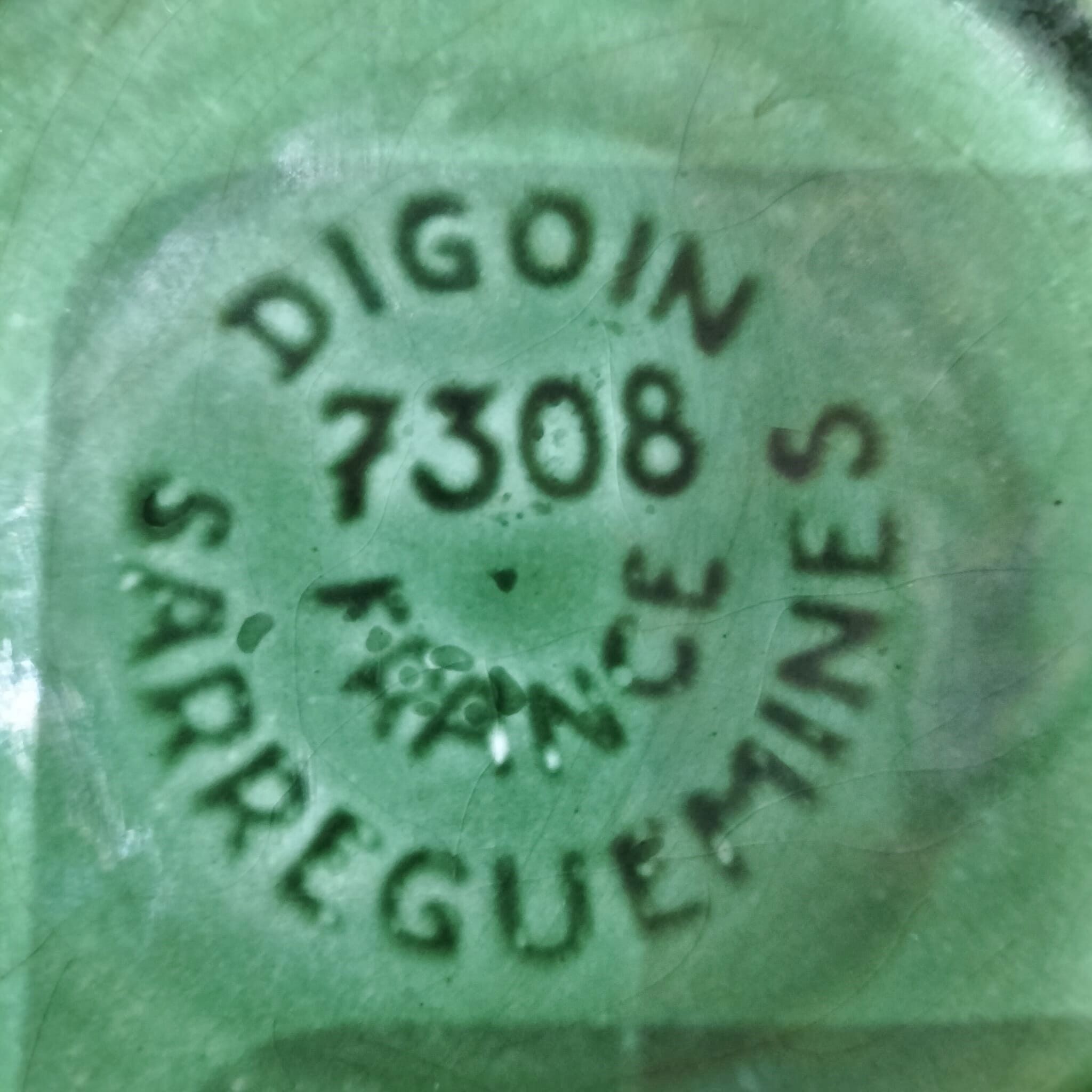 Slurry pitcher digoin sarrreguemines model 7308 green braiding