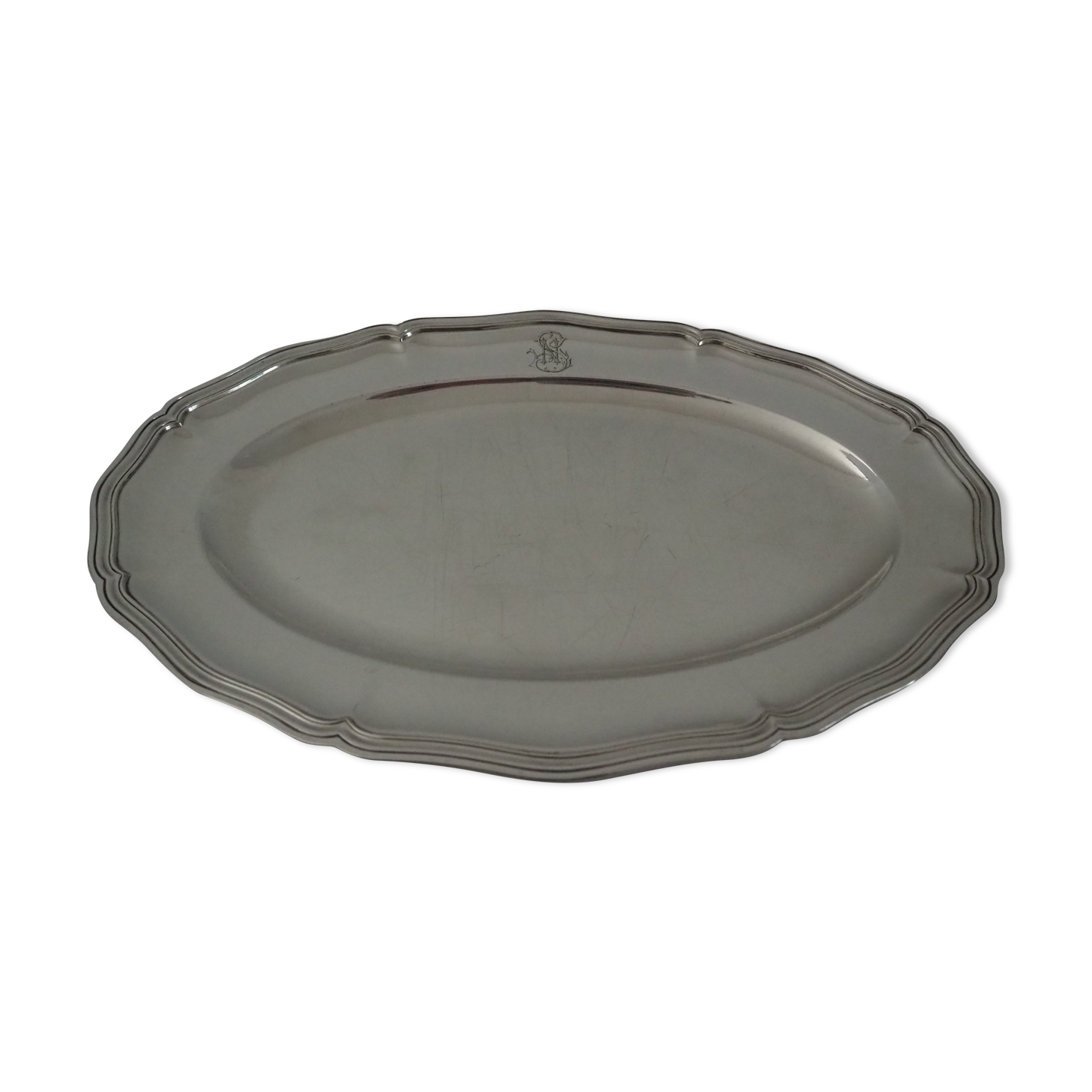 Monogrammed, oval-shaped dish - Chinon fillets collection - Christophle