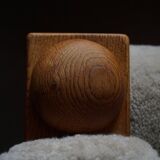 Henning Kjærnulf, lounge chairs in oak and lambswool, mid-century Danish, 1960s.