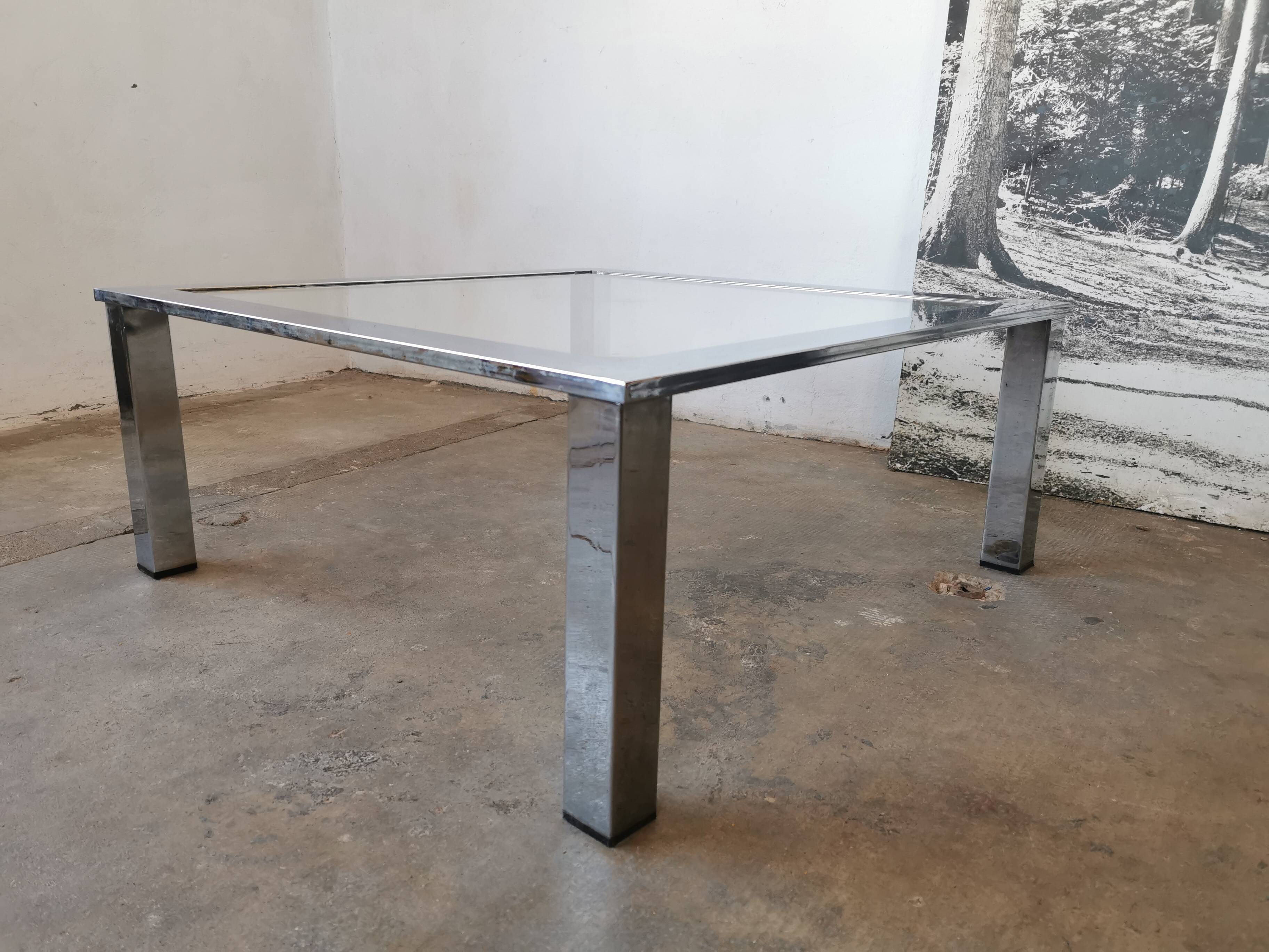 Chrome and glass coffee table, 70s design