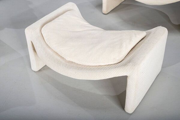 Chaises et poufs P60 de Vittorio Introini pour Saporiti, années 1960, lot de 4