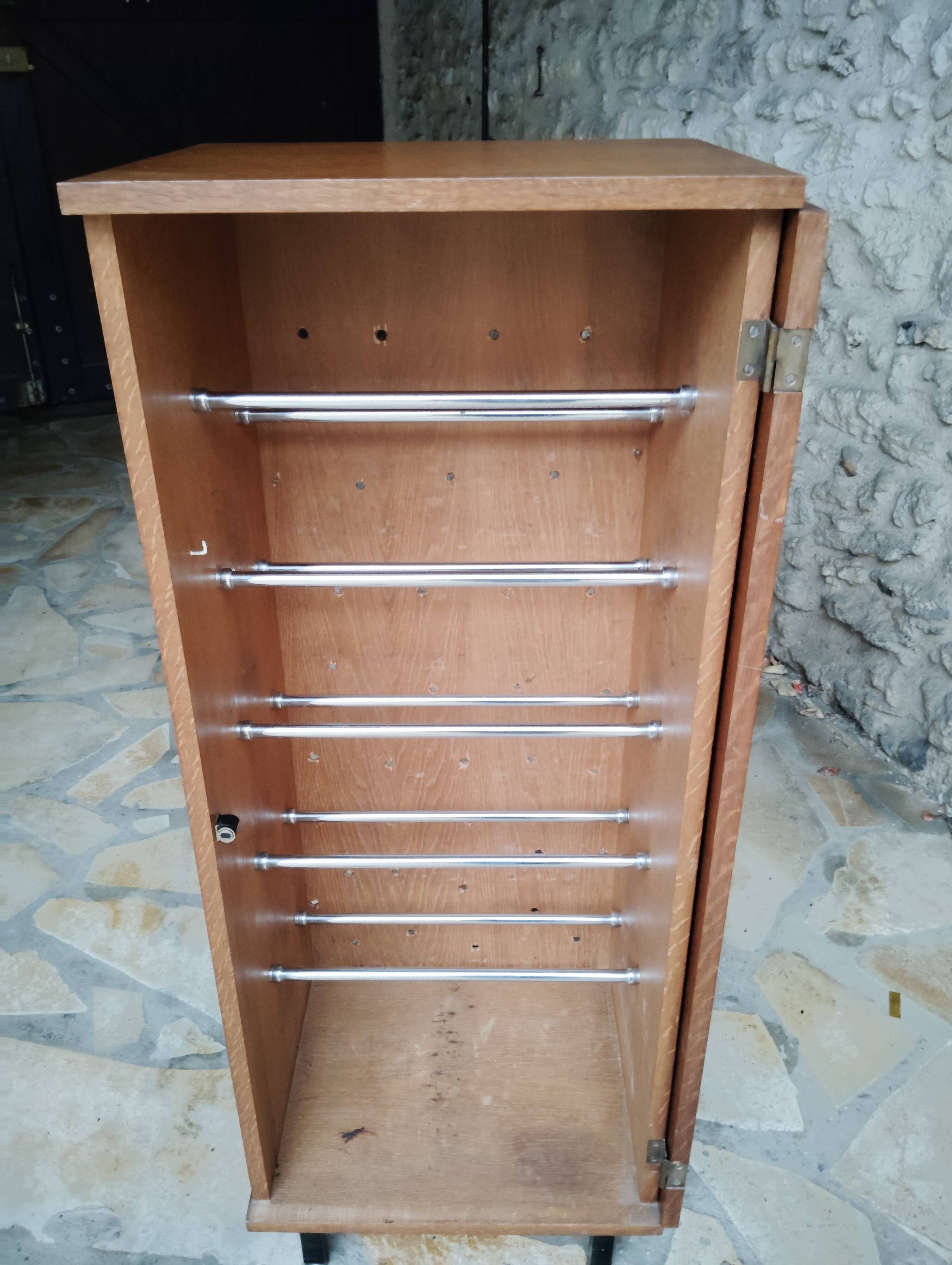 Small vintage Scandinavian shoe cabinet with 1 door.