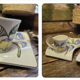 Paire de tasses et sous tasses Villeroy et Boch, nouvelle vague jungle