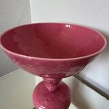 Grande coupe sur pied faïence Digoin rose