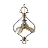 Petal hanging lamp in glass, brass and chrome metal 50