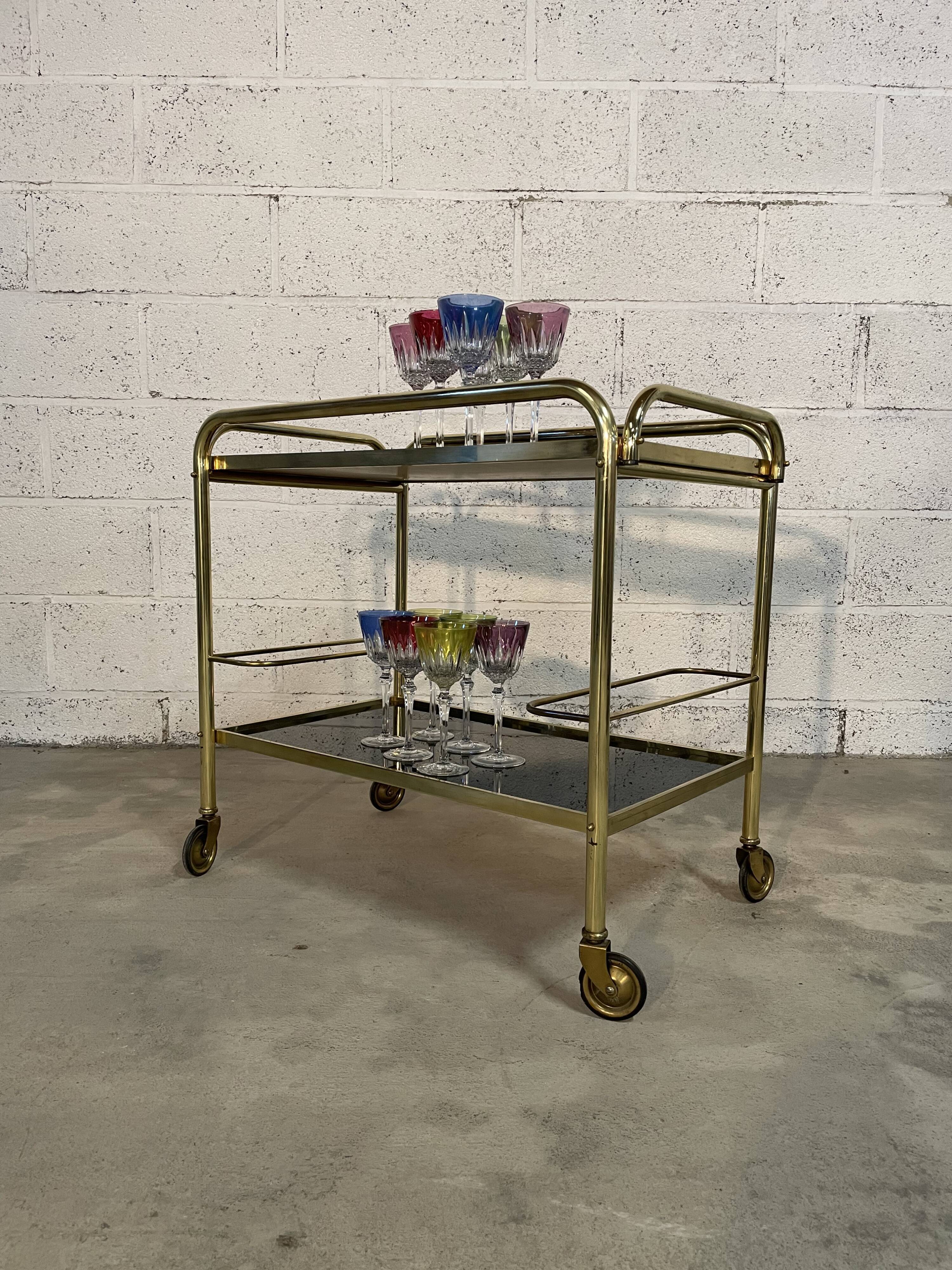 Vintage golden and black rolling service 1970s