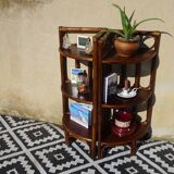 Rattan and bamboo bedside tables, both.